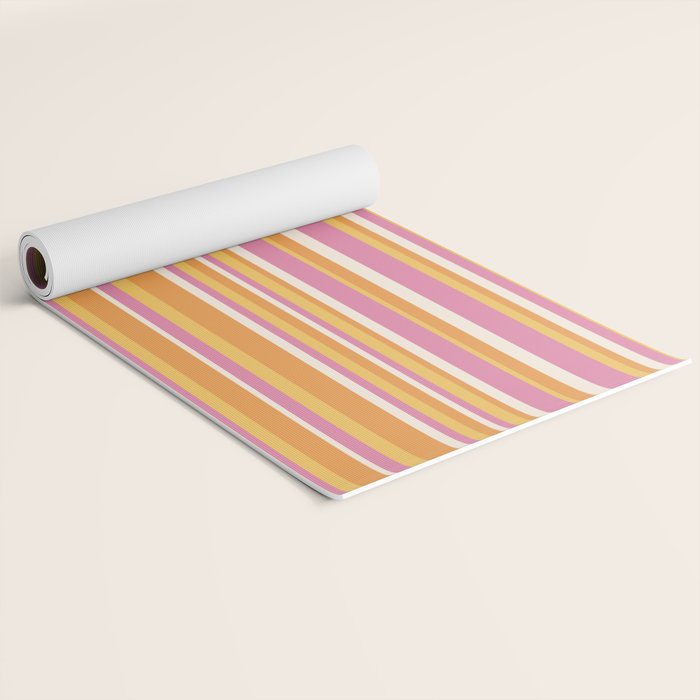 Classic Stripes XXV - Pink Orange Yellow Yoga Mat Gallery Image 2