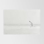 Minimal Black and White Beach Print - Bird Flight - Elegant Ocean Print - Seagull - Sea Photography  Rug Gallery Image 2
