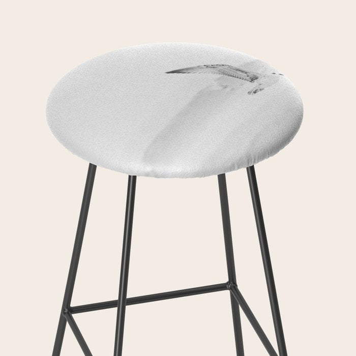 Minimal Black and White Beach Print - Bird Flight - Elegant Ocean Print - Seagull - Sea Photography  Stool Gallery Image 2
