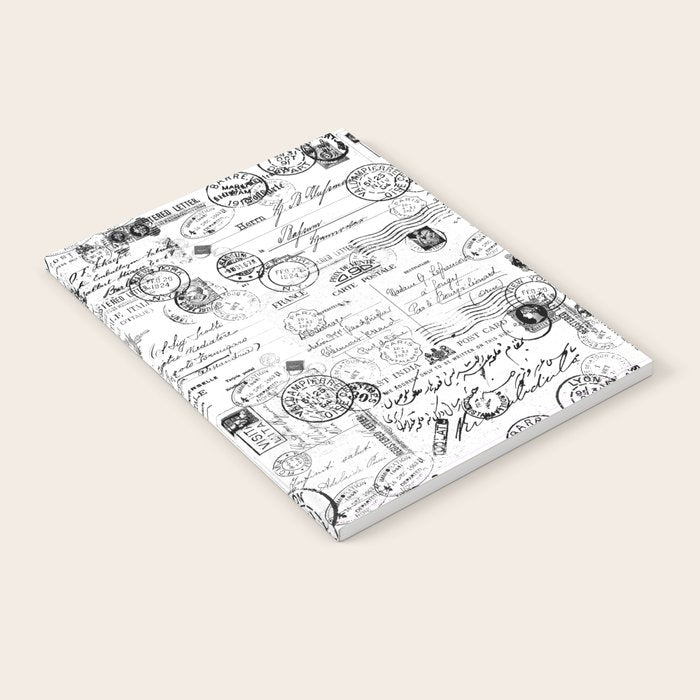 Nostalgic Message Charming Vintage Letters And Postcards Black White Pattern Notebook Gallery Image 1