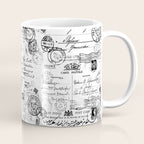 Nostalgic Message Charming Vintage Letters And Postcards Black White Pattern Coffee Mug Gallery Image 1