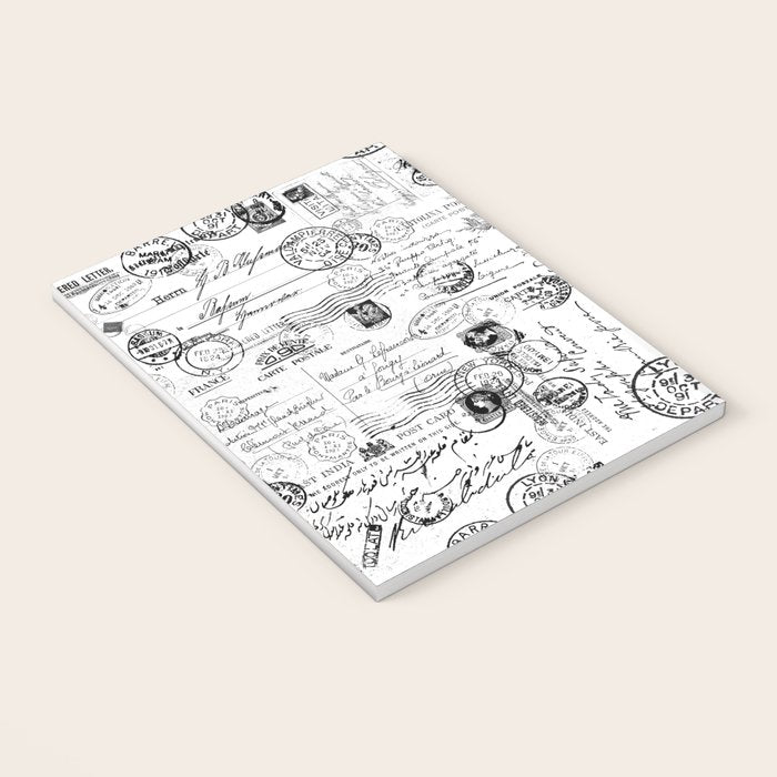 Nostalgic Message Charming Vintage Letters And Postcards Black White Pattern Notebook Gallery Image 3