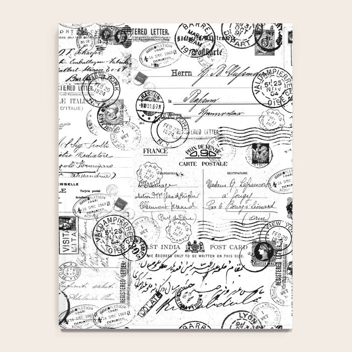 Nostalgic Message Charming Vintage Letters And Postcards Black White Pattern Notebook Gallery Image 4