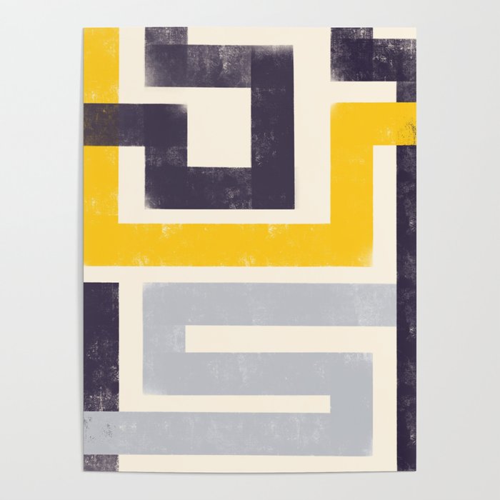 Modern Maze Abstract Geometric Painting  Poster Gallery Image 1