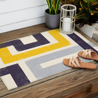 Modern Maze Abstract Geometric Painting  Outdoor Rug Gallery Image 2