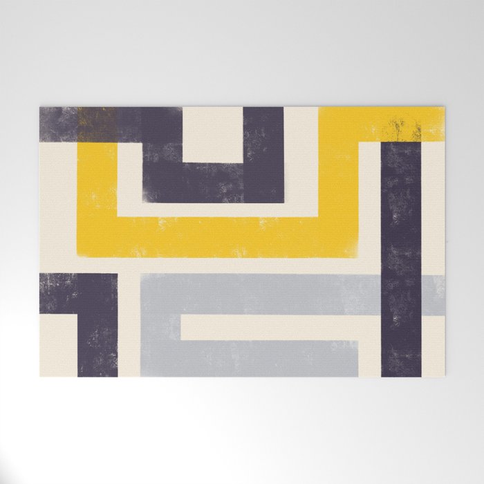 Modern Maze Abstract Geometric Painting  Welcome Mat Gallery Image 1