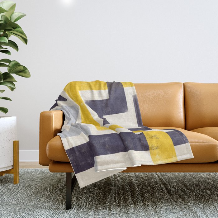 Modern Maze Abstract Geometric Painting  Throw Blanket Gallery Image 1