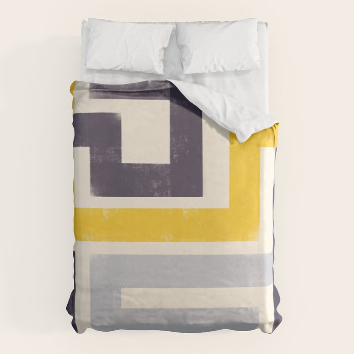 Modern Maze Abstract Geometric Painting  Duvet Cover Gallery Image 6