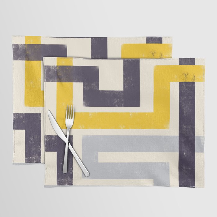 Modern Maze Abstract Geometric Painting  Placemat Gallery Image 1