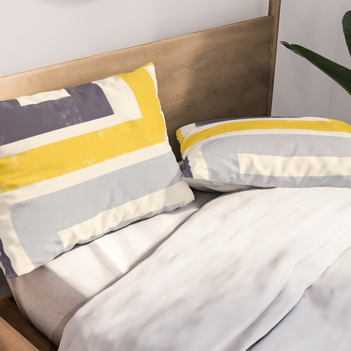 Modern Maze Abstract Geometric Painting  Pillow Sham Gallery Image 2