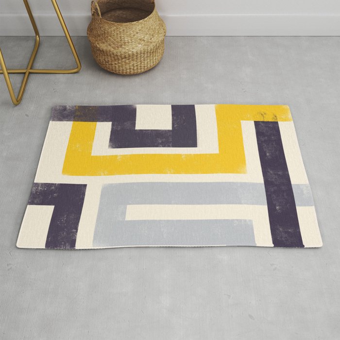 Modern Maze Abstract Geometric Painting  Rug Gallery Image 1