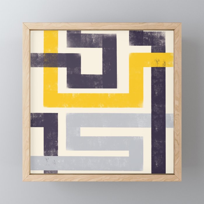 Modern Maze Abstract Geometric Painting  Mini Art Print Gallery Image 1
