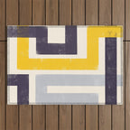 Modern Maze Abstract Geometric Painting  Outdoor Rug Gallery Image 1