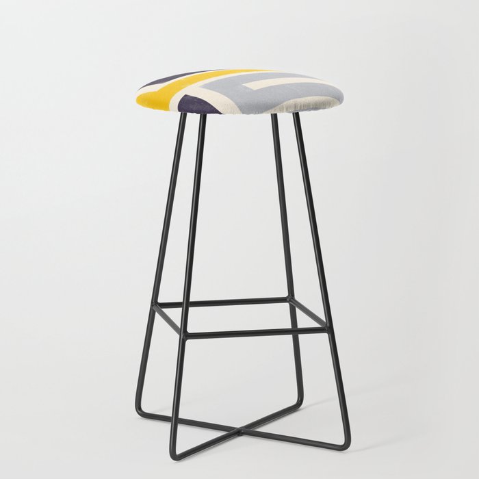 Modern Maze Abstract Geometric Painting  Stool Gallery Image 1