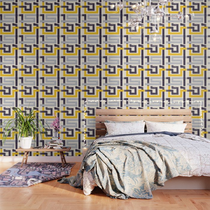 Modern Maze Abstract Geometric Painting  Wallpaper Gallery Image 1