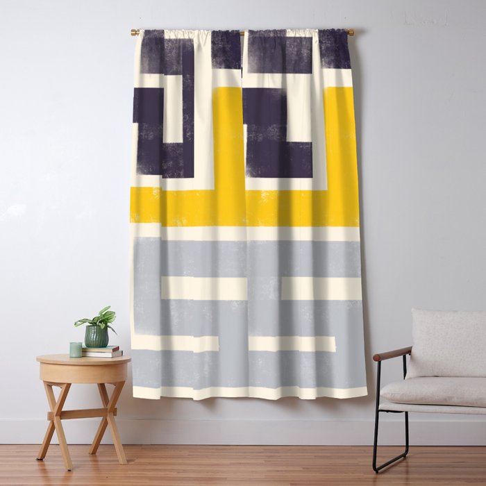 Modern Maze Abstract Geometric Painting  Window Curtain Gallery Image 5