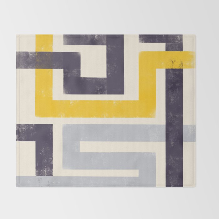 Modern Maze Abstract Geometric Painting  Throw Blanket Gallery Image 2
