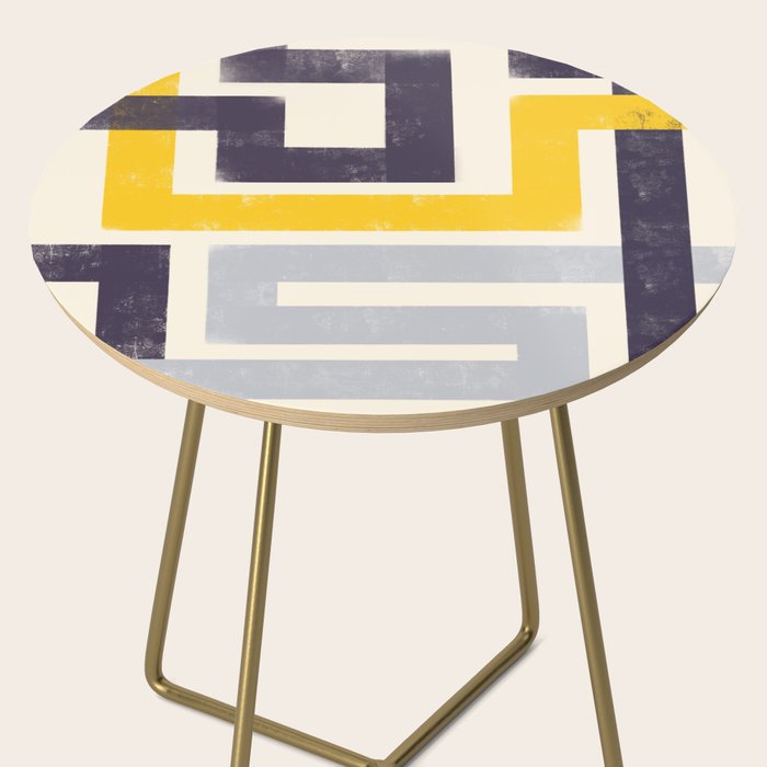 Modern Maze Abstract Geometric Painting  Side Table Gallery Image 2