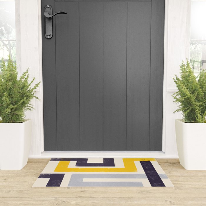 Modern Maze Abstract Geometric Painting  Welcome Mat Gallery Image 3