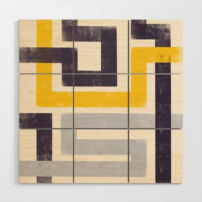 Modern Maze Abstract Geometric Painting  Wood Wall Art Gallery Image 1