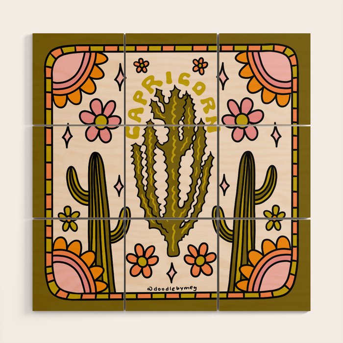 Capricorn Cactus Wood Wall Art Gallery Image 1