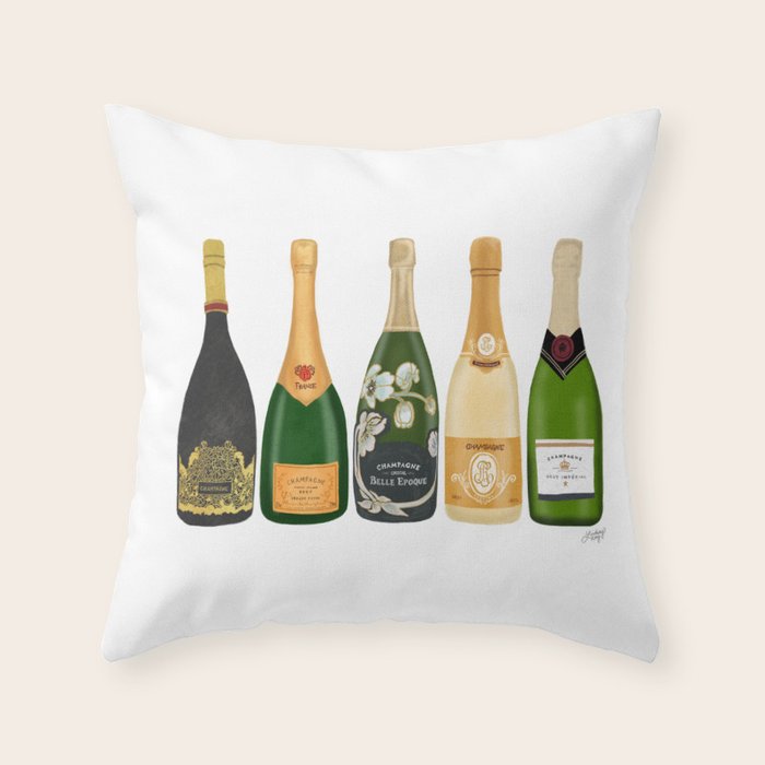 Champagne Bottles Throw Pillow Gallery Image 6