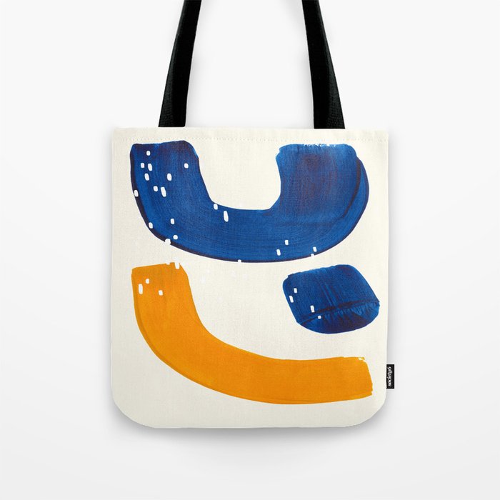 Minimalist Abstract Mid Century Modern Colorful Shape Yellow Blue Pattern Fun Art Tote Bag Gallery Image 1