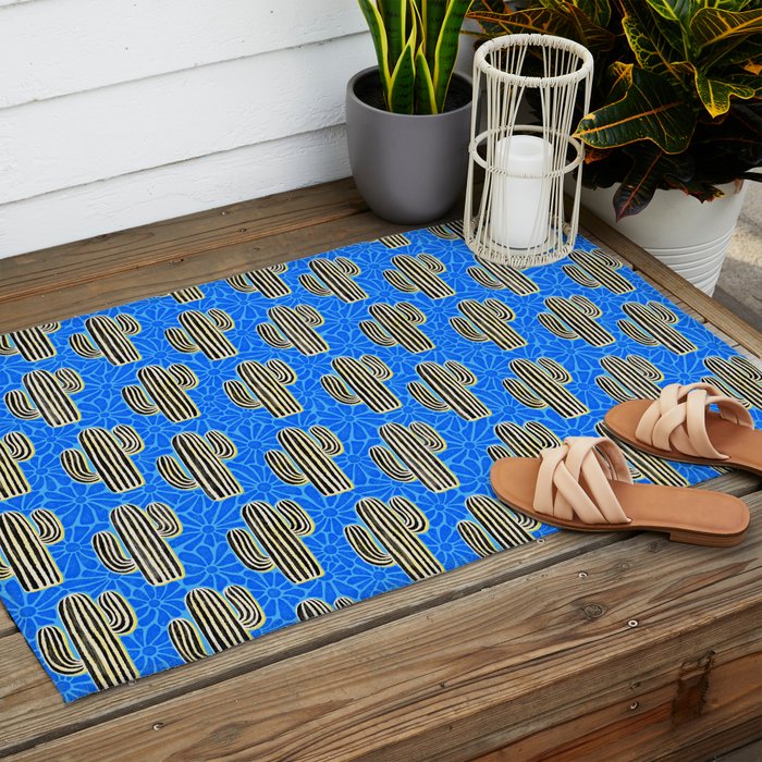 Sonora - blue, yellow, black, and white Outdoor Rug Gallery Image 2