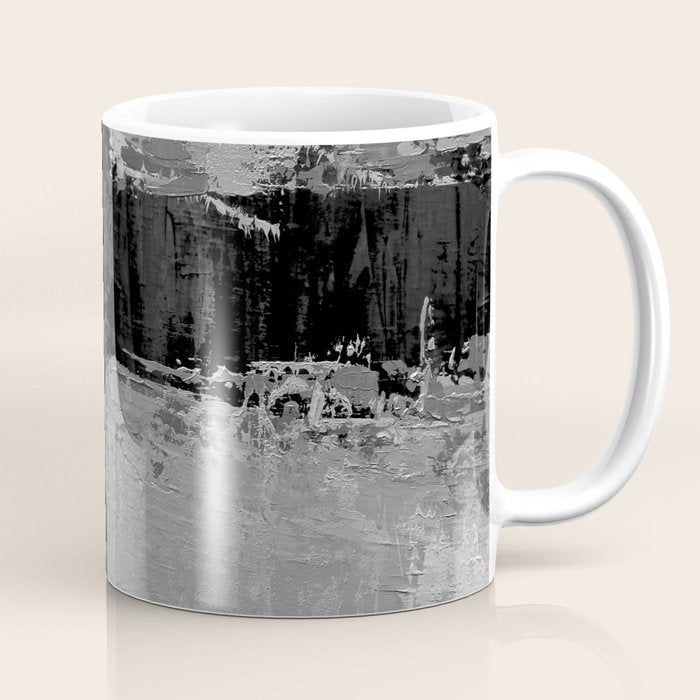 Black and White Textured Abstract Modern Monochrome Wall Art Coffee Mug Gallery Image 1