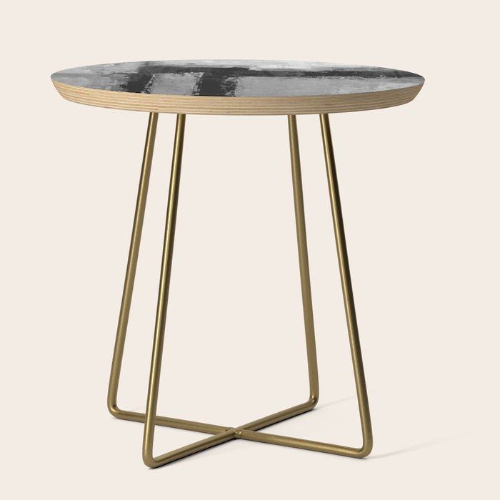 Black and White Textured Abstract Modern Monochrome Wall Art Side Table Gallery Image 1