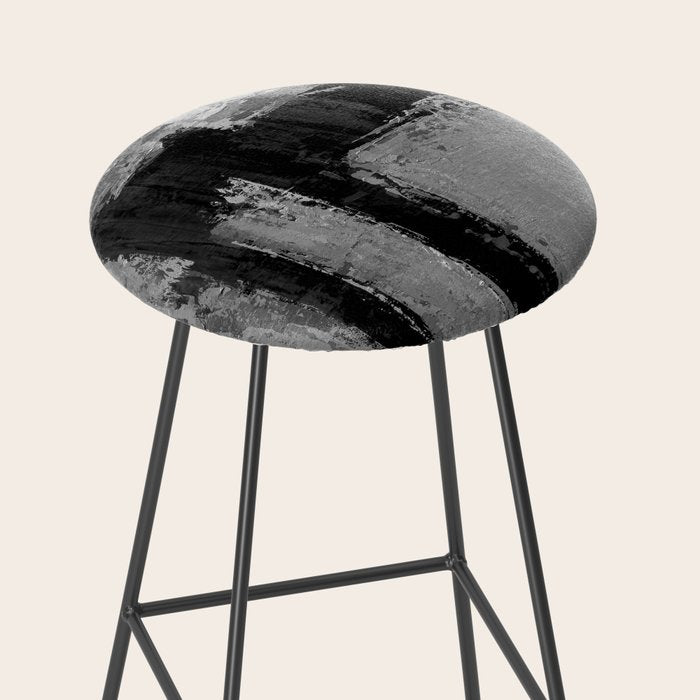 Black and White Textured Abstract Modern Monochrome Wall Art Stool Gallery Image 2