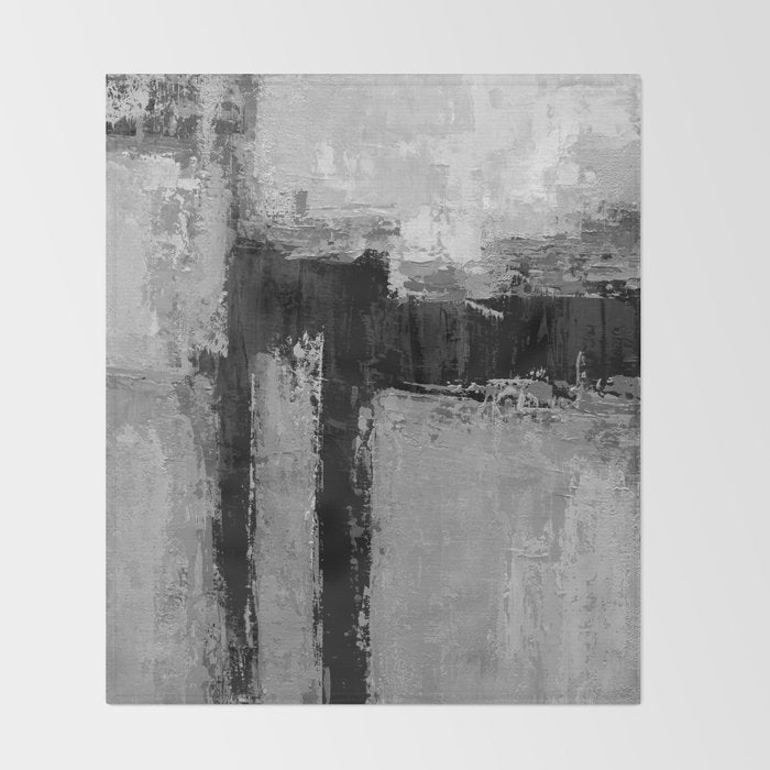 Black and White Textured Abstract Modern Monochrome Wall Art Throw Blanket Gallery Image 2