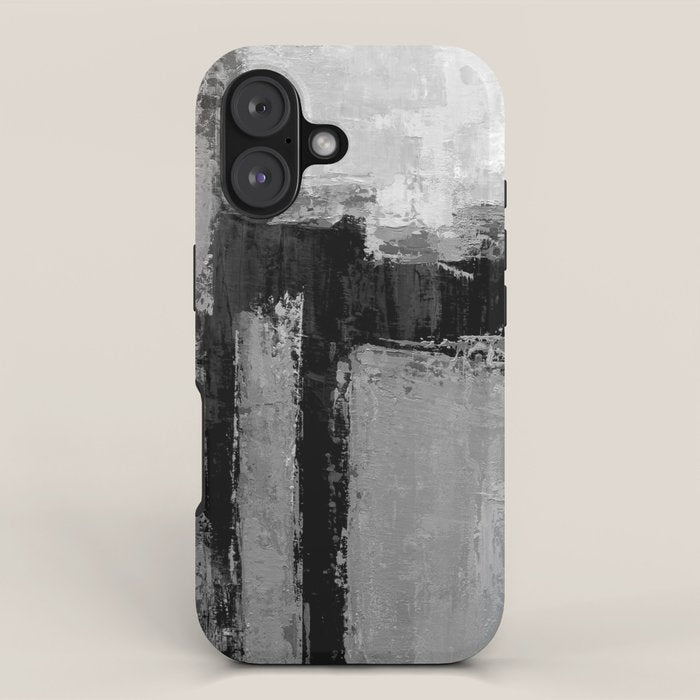 Black and White Textured Abstract Modern Monochrome Wall Art iPhone Case Gallery Image 1
