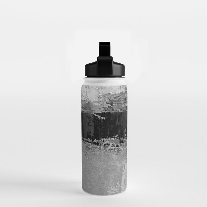 Black and White Textured Abstract Modern Monochrome Wall Art Water Bottle Gallery Image 2