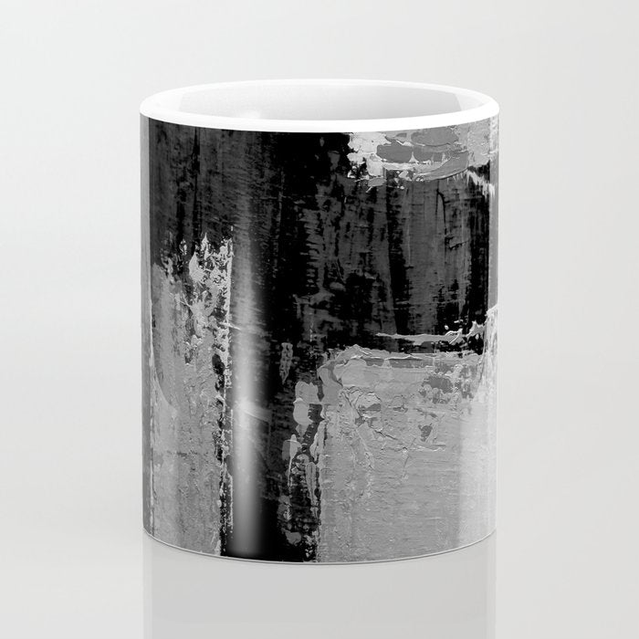 Black and White Textured Abstract Modern Monochrome Wall Art Coffee Mug Gallery Image 4