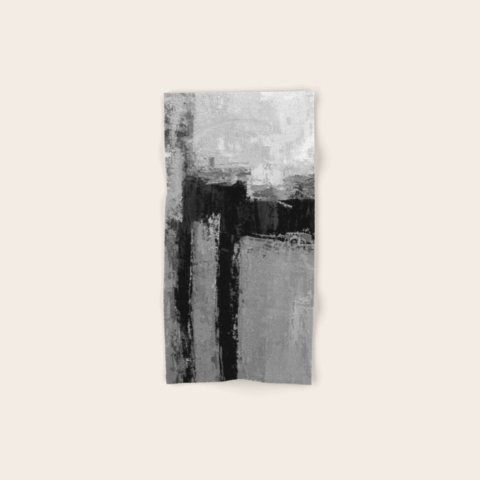 Black and White Textured Abstract Modern Monochrome Wall Art Bath Towel Gallery Image 1