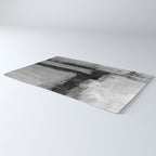 Black and White Textured Abstract Modern Monochrome Wall Art Rug Gallery Image 3
