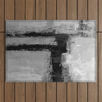 Black and White Textured Abstract Modern Monochrome Wall Art Outdoor Rug Gallery Image 1