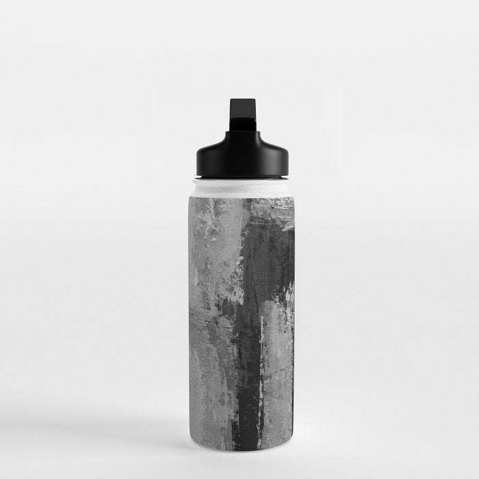 Black and White Textured Abstract Modern Monochrome Wall Art Water Bottle Gallery Image 3