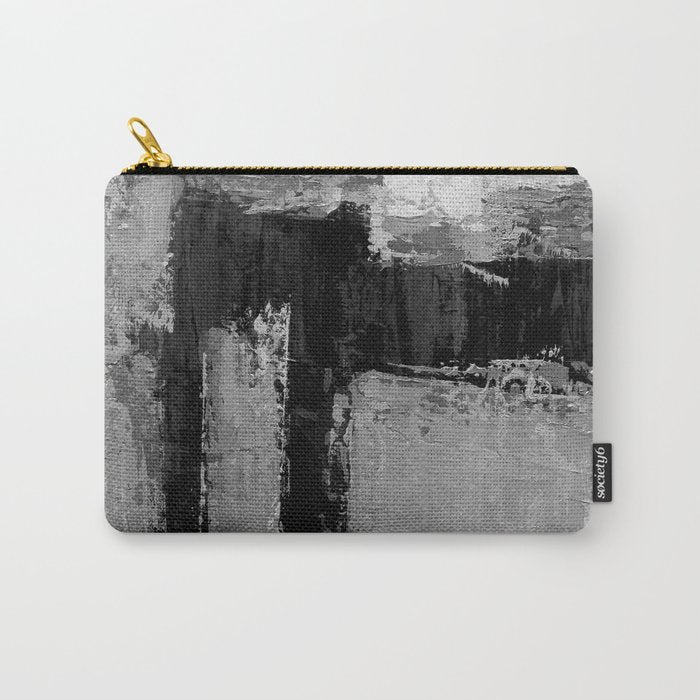 Black and White Textured Abstract Modern Monochrome Wall Art Carry All Pouch Gallery Image 1