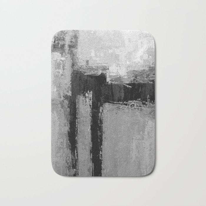 Black and White Textured Abstract Modern Monochrome Wall Art Bath Mat Gallery Image 1