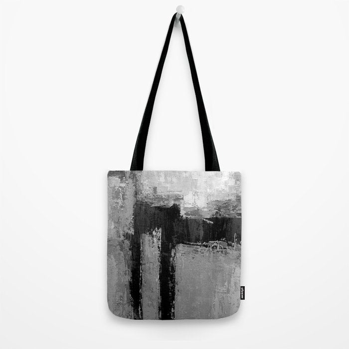 Black and White Textured Abstract Modern Monochrome Wall Art Tote Bag Gallery Image 2