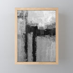 Black and White Textured Abstract Modern Monochrome Wall Art Mini Art Print Gallery Image 1
