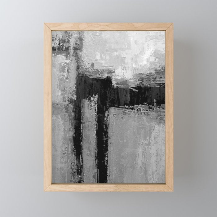 Black and White Textured Abstract Modern Monochrome Wall Art Mini Art Print Gallery Image 1
