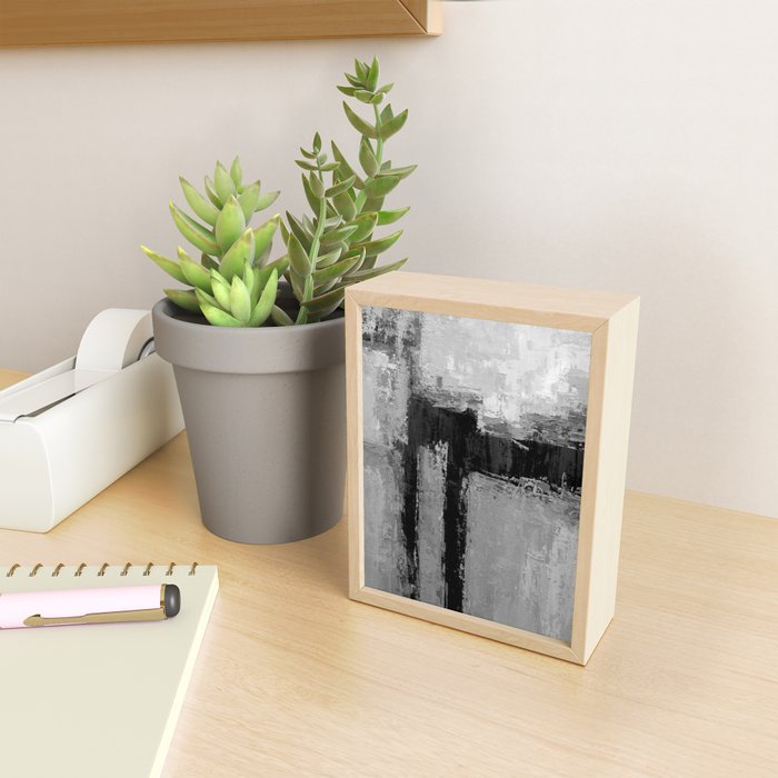 Black and White Textured Abstract Modern Monochrome Wall Art Mini Art Print Gallery Image 2