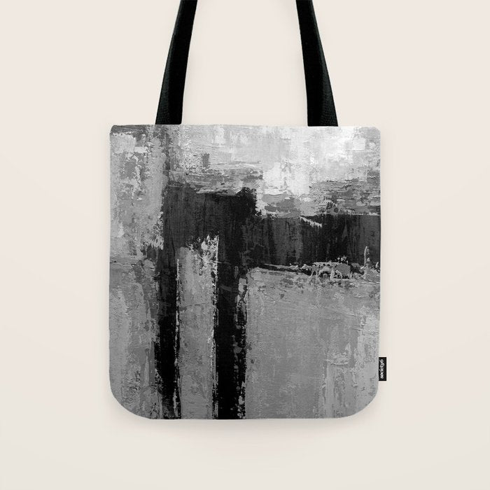 Black and White Textured Abstract Modern Monochrome Wall Art Tote Bag Gallery Image 1