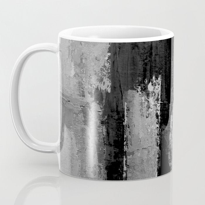 Black and White Textured Abstract Modern Monochrome Wall Art Coffee Mug Gallery Image 3