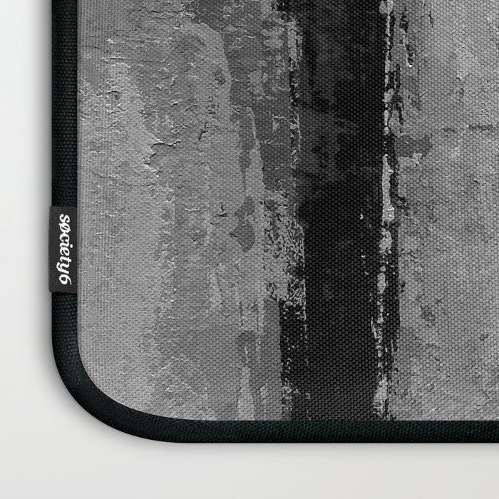 Black and White Textured Abstract Modern Monochrome Wall Art Laptop Sleeve Gallery Image 3