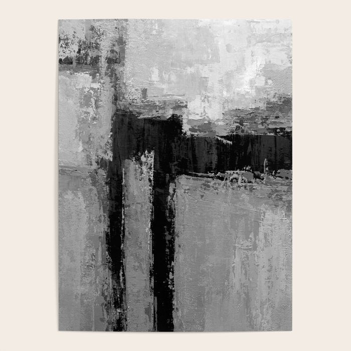 Black and White Textured Abstract Modern Monochrome Wall Art Poster Gallery Image 4