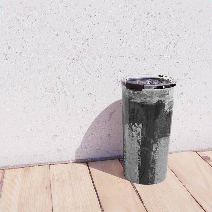 Black and White Textured Abstract Modern Monochrome Wall Art Travel Mug Gallery Image 4